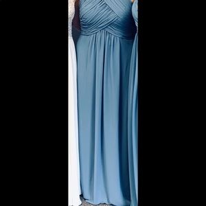 Mori Lee bridesmaid dress in Slate blue. Size 16.